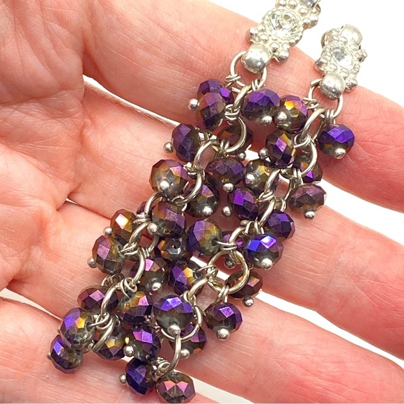 Purple AB Faceted Beads Long Shoulder DusterPierced Earrings - Picture 5 of 9